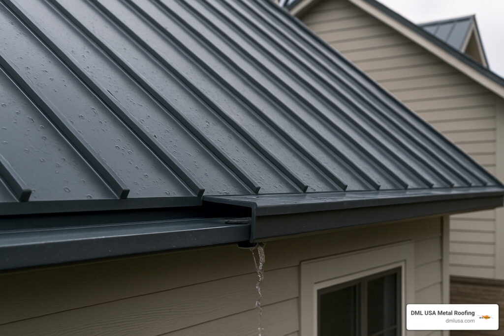standing seam metal roof concealed gutter system