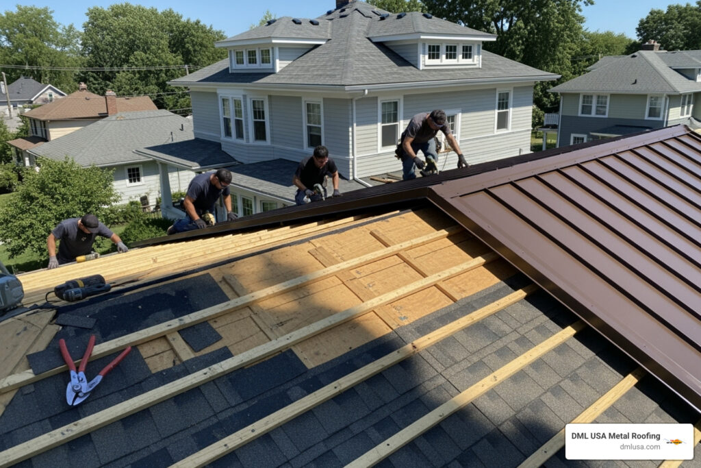 metal roof installation over shingles