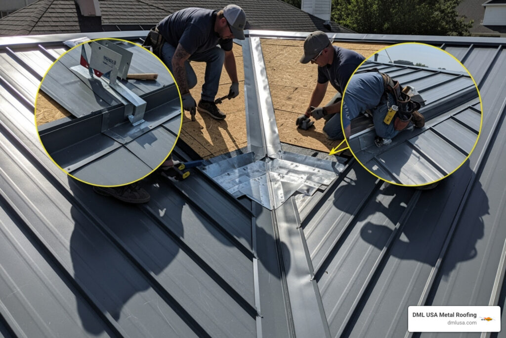 Metal roof valley installation