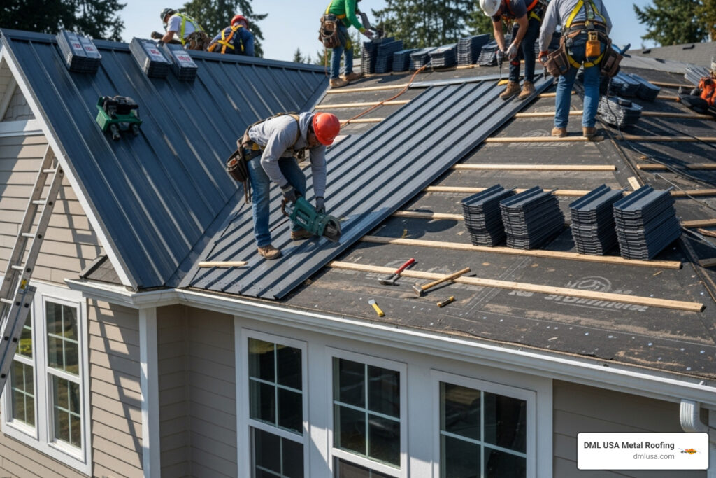 metal shingle roof installation